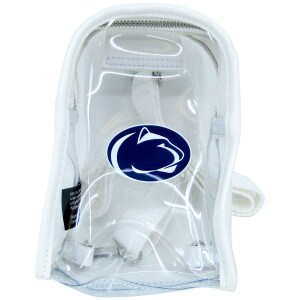 clear sling bag with Penn State Athletic Logo and white trim